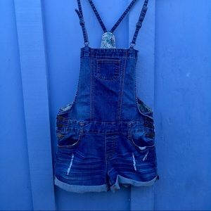 Denim Overall Shorts